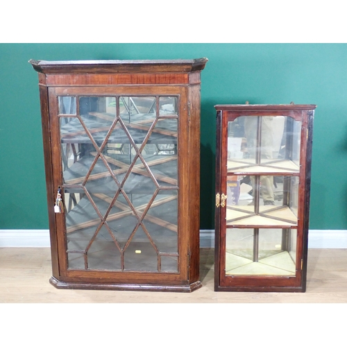 338 - A George III mahogany and astragal glazed hanging Corner Cabinet 3ft 9in H x 2ft 9in W and a mahogan... 