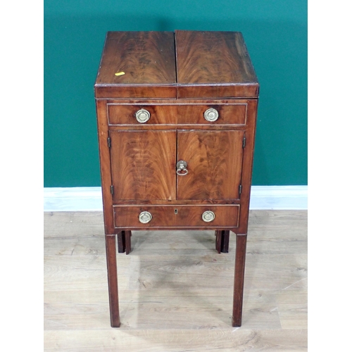 343 - A George III mahogany Wash Stand fitted pair of cupboard doors above drawer mounted upon chamfered s... 