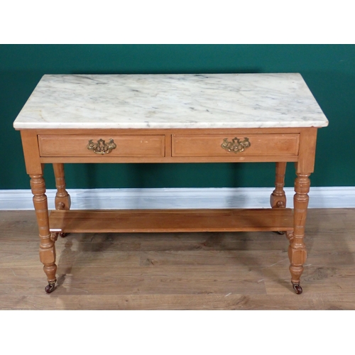 354 - A Victorian marble topped satin walnut Dressing Table fitted two frieze drawers 3ft 6in W x 2ft 6in ... 