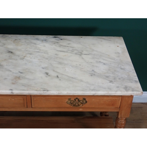 354 - A Victorian marble topped satin walnut Dressing Table fitted two frieze drawers 3ft 6in W x 2ft 6in ... 