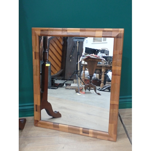 364 - A mahogany cheval Robing Mirror and two parquetry Wall Mirrors