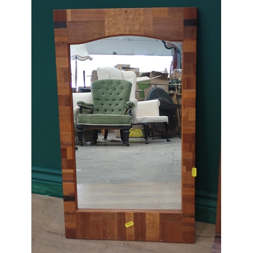 364 - A mahogany cheval Robing Mirror and two parquetry Wall Mirrors