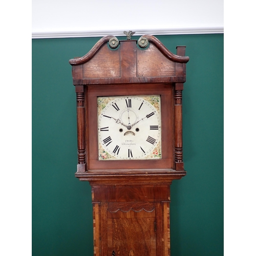 366 - A 19th Century Longcase Clock with painted square dial by I.W. Hay, Shrewsbury in oak and mahogany c... 