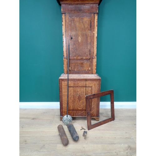 366 - A 19th Century Longcase Clock with painted square dial by I.W. Hay, Shrewsbury in oak and mahogany c... 