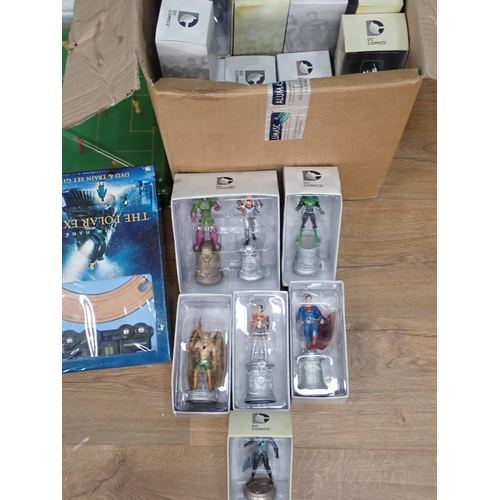 371 - Two boxes of DC Comic Figures and Game of Thrones Figures and Magazines plus other collectable items