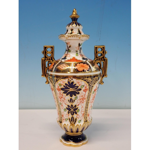 504 - A Royal Crown Derby lidded Vase and a small oval Bowl