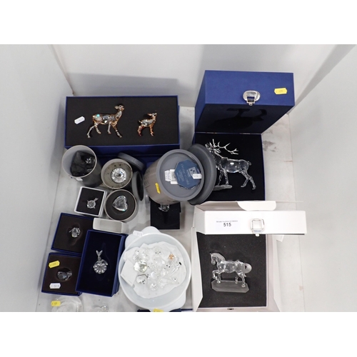 515 - Boxed Swarovski crystal Figurines including Deer and Fawn, Heart, Horse, etc.