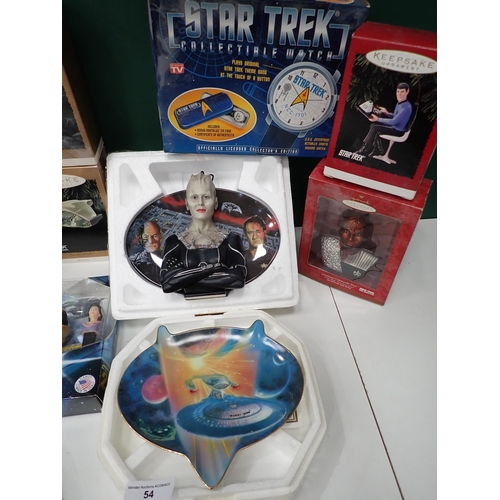 54 - Boxed Star Trek Anniversary Dispensers, Plate, Watch, Deep Space Nine Figures, etc.