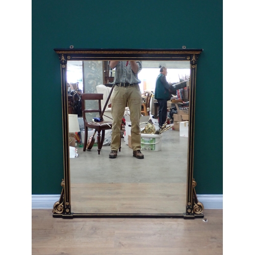 546 - A 19th Century Over Mantel Mirror with ebonised and gilt frame 3ft 11in H x 3ft 9in W