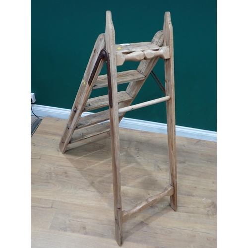 549 - a set of antique pine folding Steps, 4ft 2in H