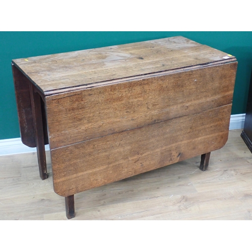 567 - An oak dropleaf Table and a stained pine Chest of two long drawers, 3ft 6in W x 2ft H