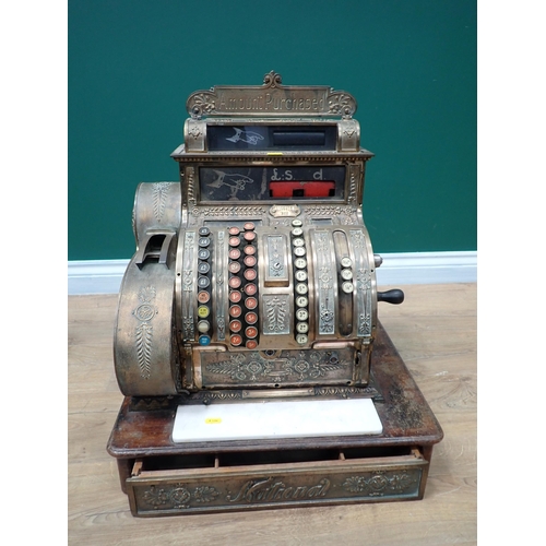 587 - An antique brass National Cash Register 2ft H x 1ft 8in W