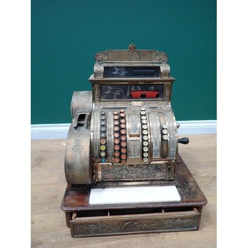 587 - An antique brass National Cash Register 2ft H x 1ft 8in W