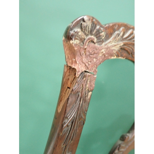 604 - An 18th Century Chippendale type Single Chair with pierced splat back, stuff-over seat on squared su... 