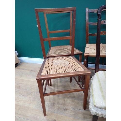 612 - A reproduction mahogany veneered Side Table, an oak dropleaf Occasional Table and four assorted Chai... 