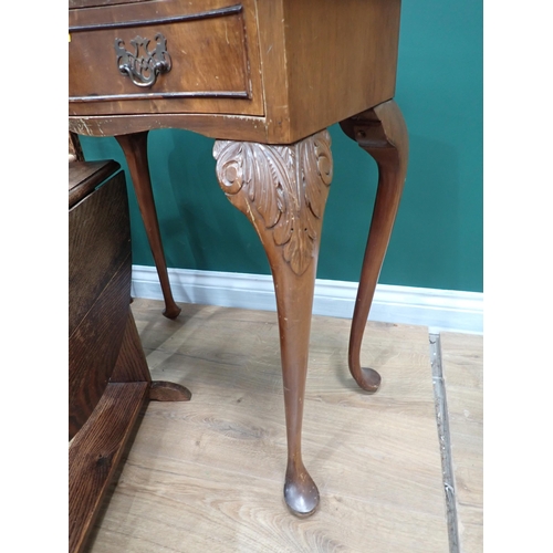 612 - A reproduction mahogany veneered Side Table, an oak dropleaf Occasional Table and four assorted Chai... 