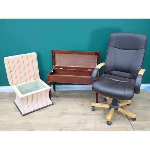 634 - An Ottoman, Office Chair and a Duet Stool