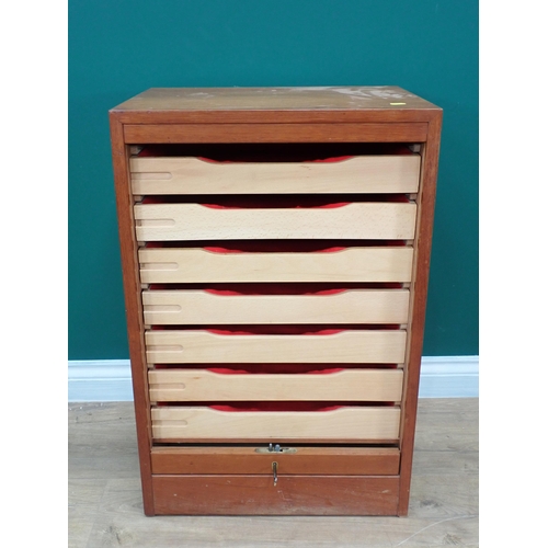 637 - A modern teak Collector's Cabinet with tambour front, 2ft 6in H x 1ft 8in W