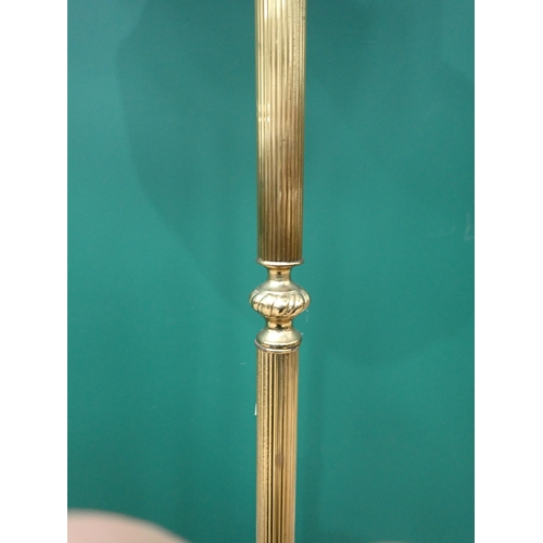 644 - A brass Standard Lamp and Shade with tripod base (passed PAT)