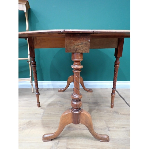 646 - An inlaid walnut Sutherland Table, the spiral support and stretchers, a pine Wall Shelf, 2ft 5in W x... 