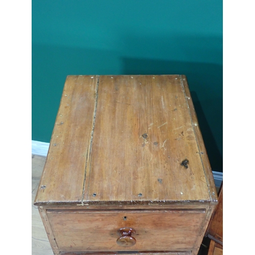 668 - An antique pine Food Cupboard, a Chest of three drawers and a small Blanket Box