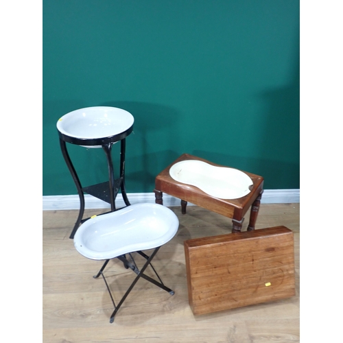 670 - A Victorian mahogany Commode, a metal Washstand and another Bed Pan