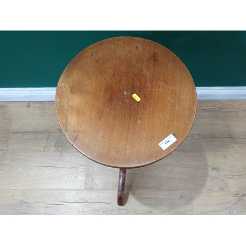 676 - A 19th Century mahogany and fruitwood circular Pillar Table on tripod base 2ft 3in H x 1ft 4in D