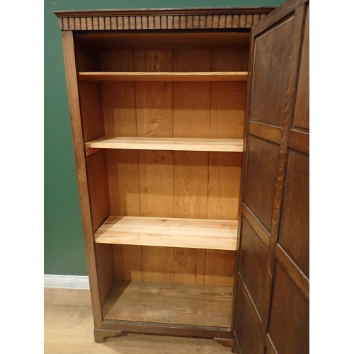 681 - An oak Cupboard with single panelled door mounted on bracket feet 6ft H x 3ft 2in W