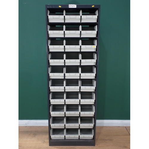 684 - A metal Set of Parts Drawers fitted thirty plastic drawers 6ft 3in H x 2ft 2in W