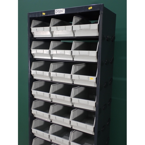 684 - A metal Set of Parts Drawers fitted thirty plastic drawers 6ft 3in H x 2ft 2in W