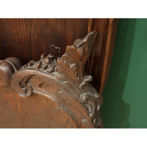 698 - A French carved oak Headboard and Footboard (altered) 3ft 6in W