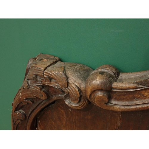 698 - A French carved oak Headboard and Footboard (altered) 3ft 6in W