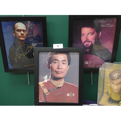 70 - Star Trek signed portraits, 30 year anniversary Plate, Air Hogs U.S. Enterprise and various other it... 