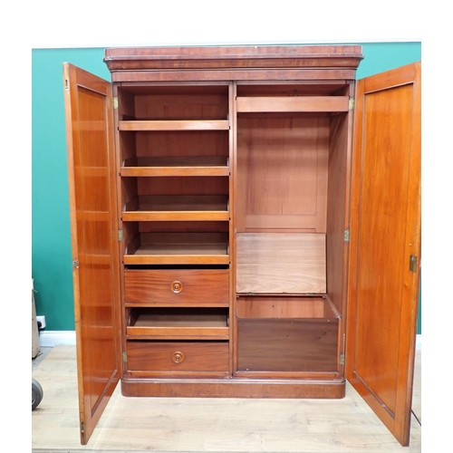 701 - A Victorian mahogany Wardrobe fitted pair of doors on plinth base 6ft 10in H x 4ft 8in W