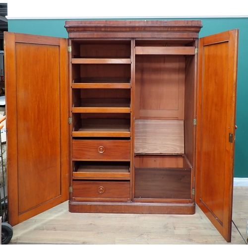 701 - A Victorian mahogany Wardrobe fitted pair of doors on plinth base 6ft 10in H x 4ft 8in W