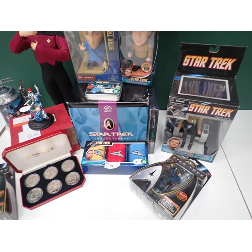 80 - A Collection of Star Trek boxed Figures , Tankard, Photograph, etc.