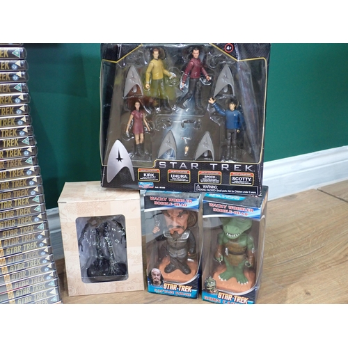 9 - Five boxed Sets of Star Trek Figures, DVD Set and Magazines