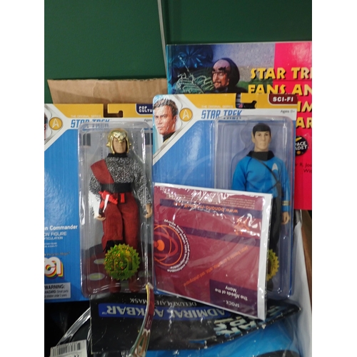 92 - A box of Star Trek insignia collection Badges, Star Trek Costume and other Star Trek Collectables