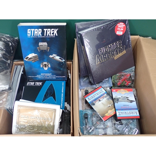 96 - Three boxes and a bag of Model Aircraft, Star Trek Spaceship Models and Collectables