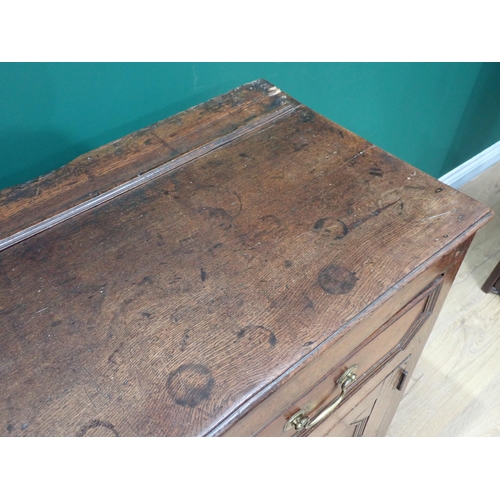 745 - A late 17th Century oak Dresser Base fitted five drawers and pair of doors with applied mouldings, 6... 