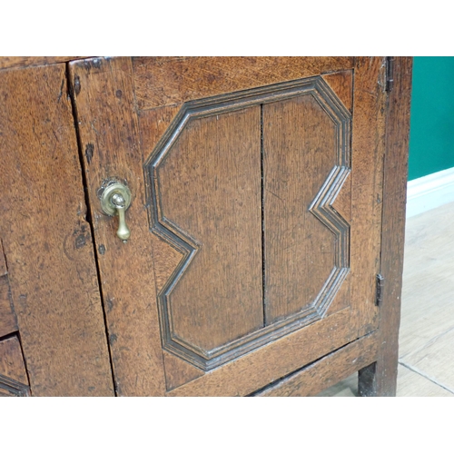 745 - A late 17th Century oak Dresser Base fitted five drawers and pair of doors with applied mouldings, 6... 