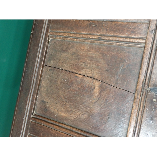 747 - A 17th Century oak arcaded panelled Coffer with panelled top and carved frieze, 3ft 10in W