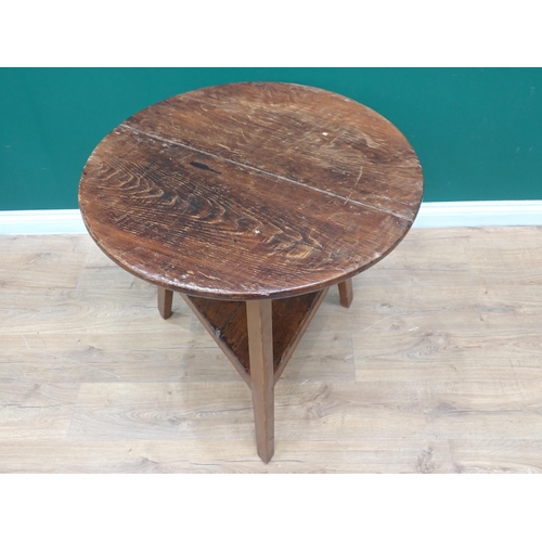 750 - A 19th Century stained pine two-tier Cricket Table with two plank top 2ft 6 1/2in D x 2ft 4in H