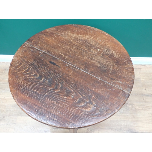 750 - A 19th Century stained pine two-tier Cricket Table with two plank top 2ft 6 1/2in D x 2ft 4in H