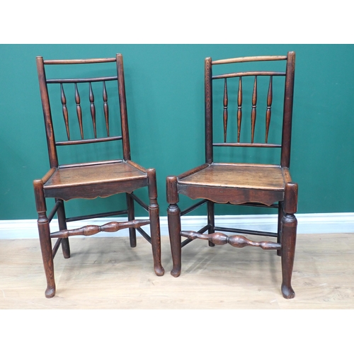 764 - A near pair of early 19th Century Clisset type single Chairs in ash and elm with spindle backs, soli... 