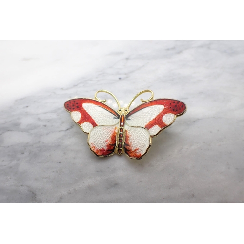 98 - A Norwegian Enamel Butterfly Brooch enamel on silver gilt stamped Sterling 925 Norway. 50mm w.