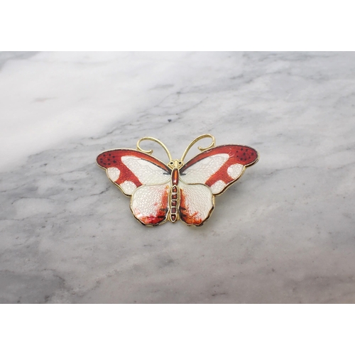 98 - A Norwegian Enamel Butterfly Brooch enamel on silver gilt stamped Sterling 925 Norway. 50mm w.