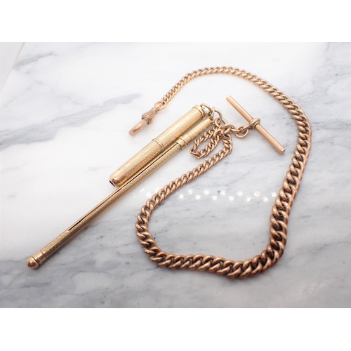 99 - 9ct Gold Graduated Watch Albert, A 9ct Gold Swizzle Stick and A 9ct Gold Retractable Pencil. Chain l... 