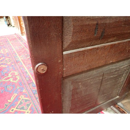 753 - A Charles I and later oak Court Cupboard, the upper section fitted pair of cupboard doors, the inlai... 