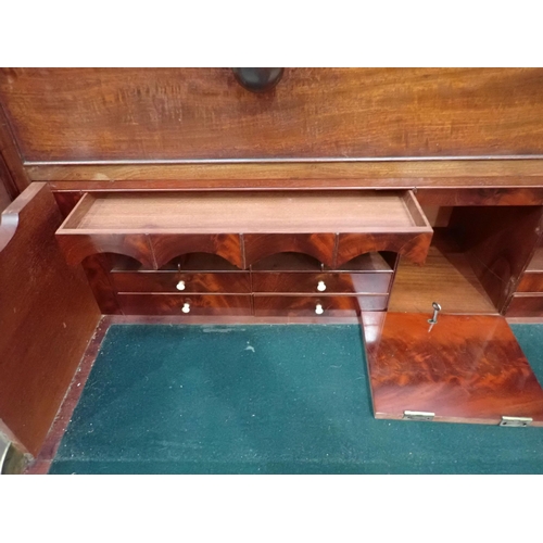 53 - A 19th Century mahogany Gentleman's Secretaire Cabinet having arched pediment, with a hinged pair of... 